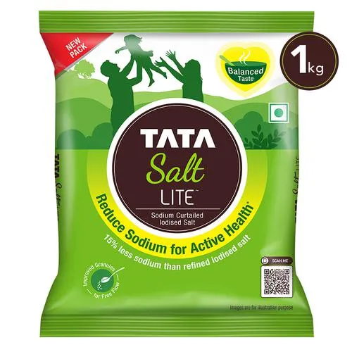 Tata Salt Lite - 15% Low Sodium Iodised Salt, For Healthy Lifestyle, 1 kg Pouch_1