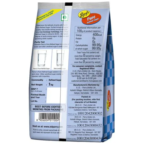 Parry's Pure Refined - Sugar Sulphur Free/Sakkare, 1 kg Pouch_1