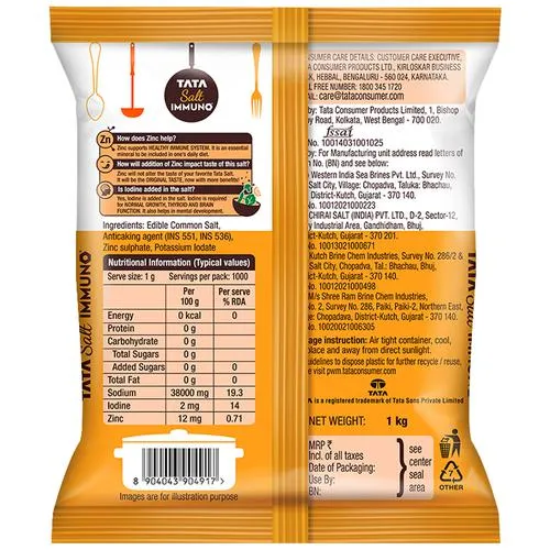 Tata Salt Immuno*, Goodness of Zinc & Iodine, Zinc Helps Support Immunity, Edible Common Salt, 1 kg_2