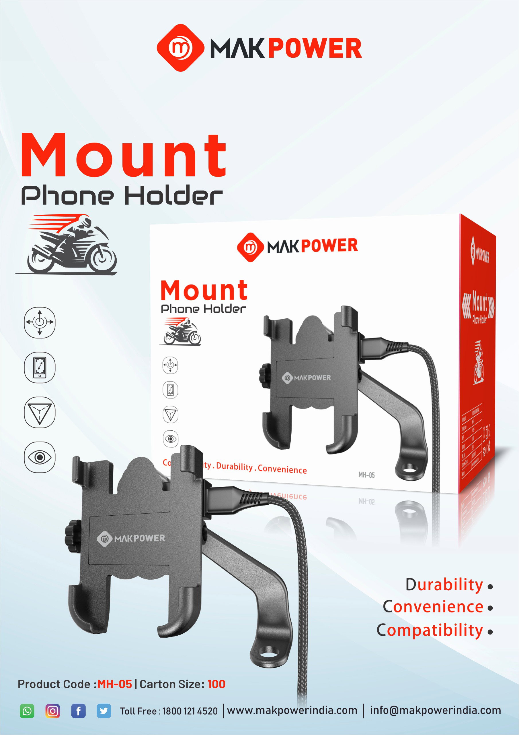 Mak Power MH-05 Bike Mount Phone Holder Stand _0
