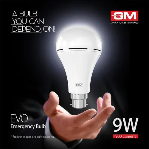 GM Evo 9 Watt Emergency Inverter Bulb - Environment Friendly, Provides White, Cool Day Light, 1 pc_2