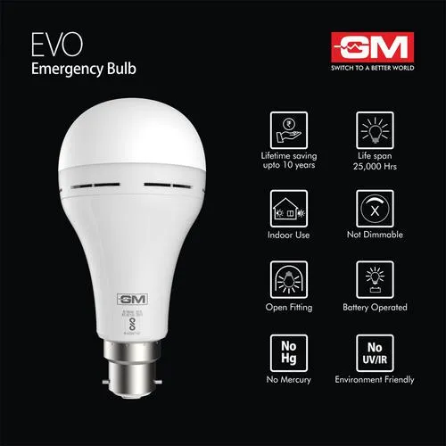 GM Evo 9 Watt Emergency Inverter Bulb - Environment Friendly, Provides White, Cool Day Light, 1 pc_3