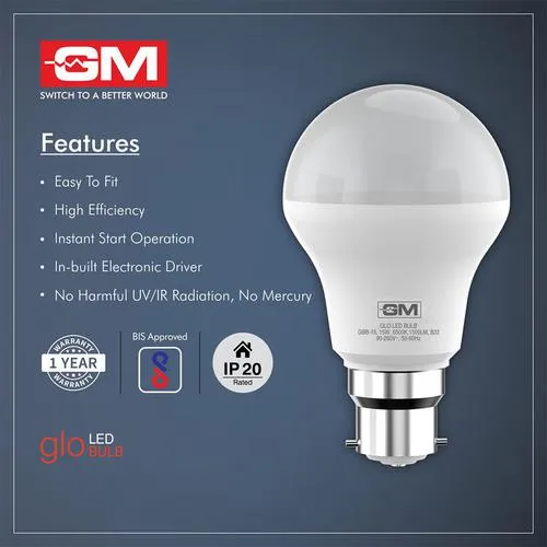 GM GLO 15 Watt LED Bulb - Energy Saving, Provides White, Cool Day Light, 1 pc_4