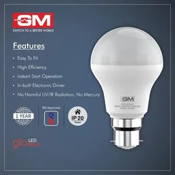 GM GLO 15 Watt LED Bulb - Energy Saving, Provides White, Cool Day Light, 1 pc
