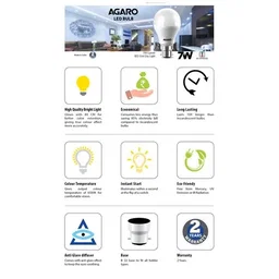 AGARO LED Bulb - 7 Watt, Cool Daylight, B22 Base, 1 pc