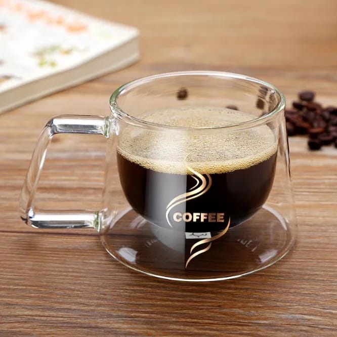 Heat-Resistant Borosilicate Double- Wall Glass Coffee Mug_1