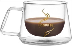 Heat-Resistant Borosilicate Double- Wall Glass Coffee Mug