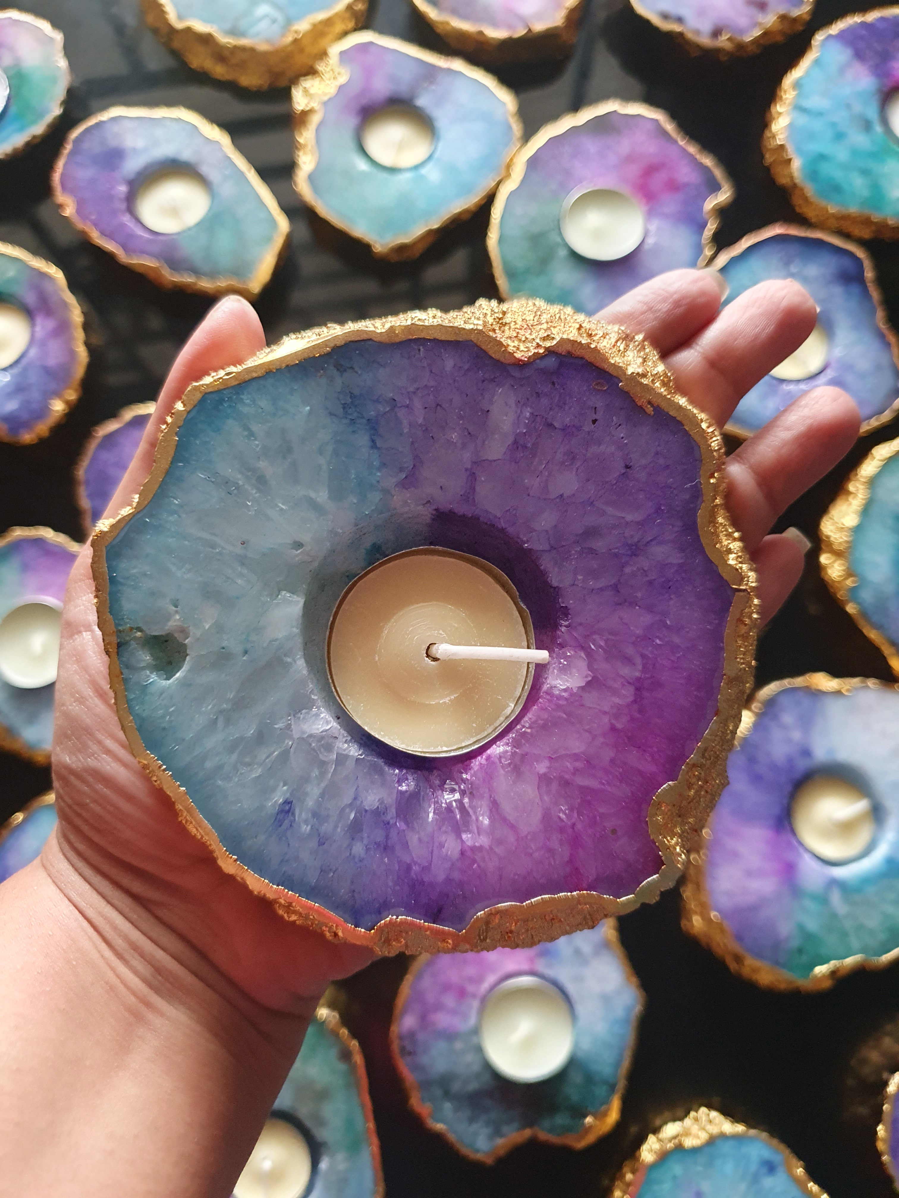 Rainbow Agate Tealight holder_1