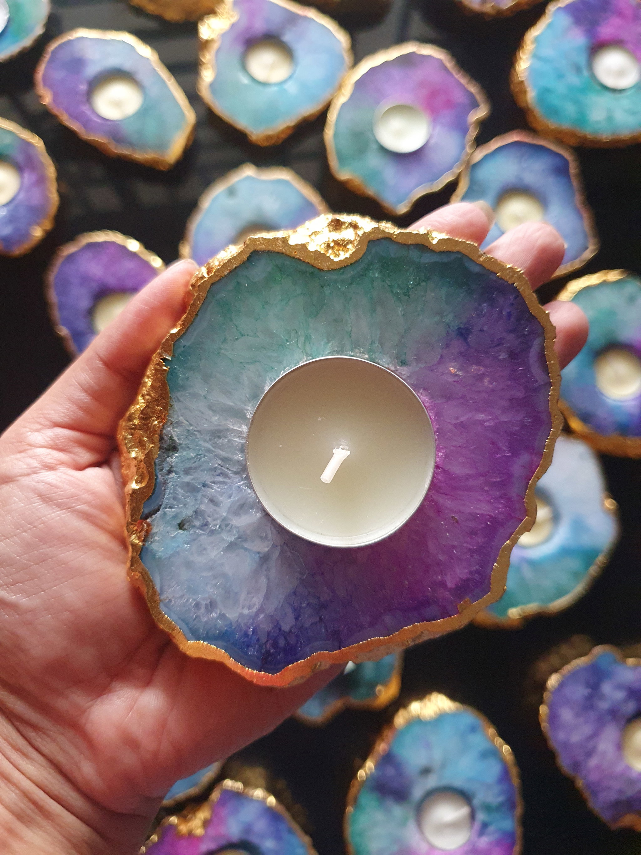 Rainbow Agate Tealight holder_0