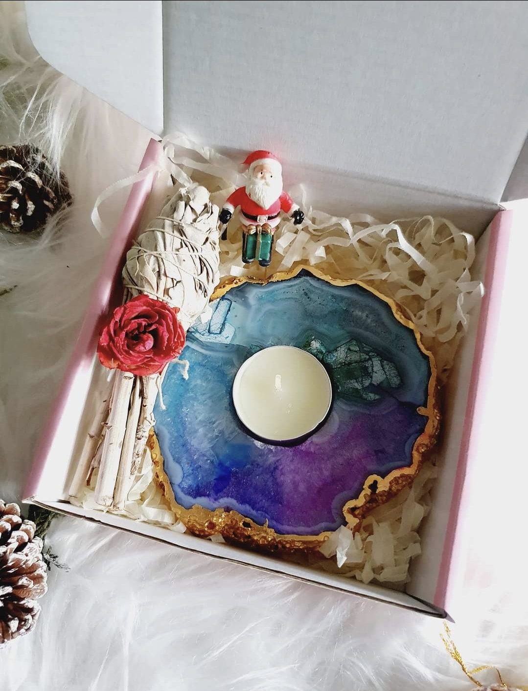 Rainbow Agate Tealight holder_4