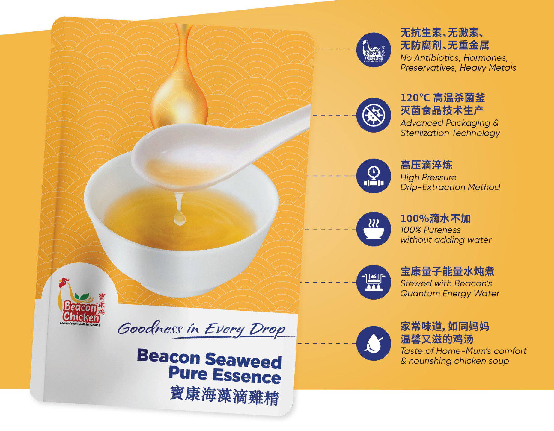 Beacon Chicken Pure Essence 80ml 滴鸡精 6 Sachets _2