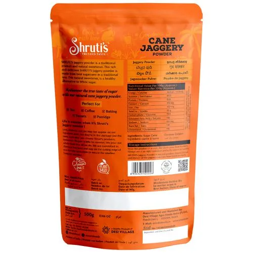 Shruti's Jaggery Powder - Naturally Processed, Unrefined, Chemical Free, 500 g Pouch_1