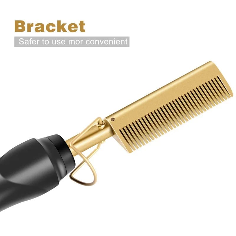 Electric hair  straightening & curling hot comb _4