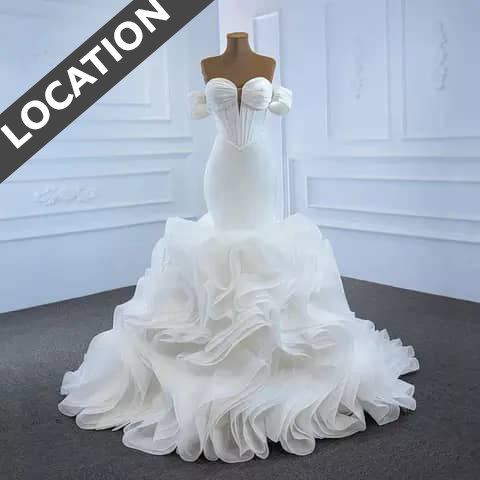 Robe de mariée en queue de poisson ondulée. LOCA_2