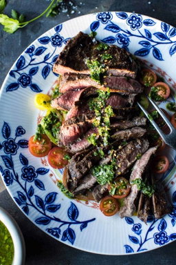 USDA grilled steak with crushed coriander and peppercorns