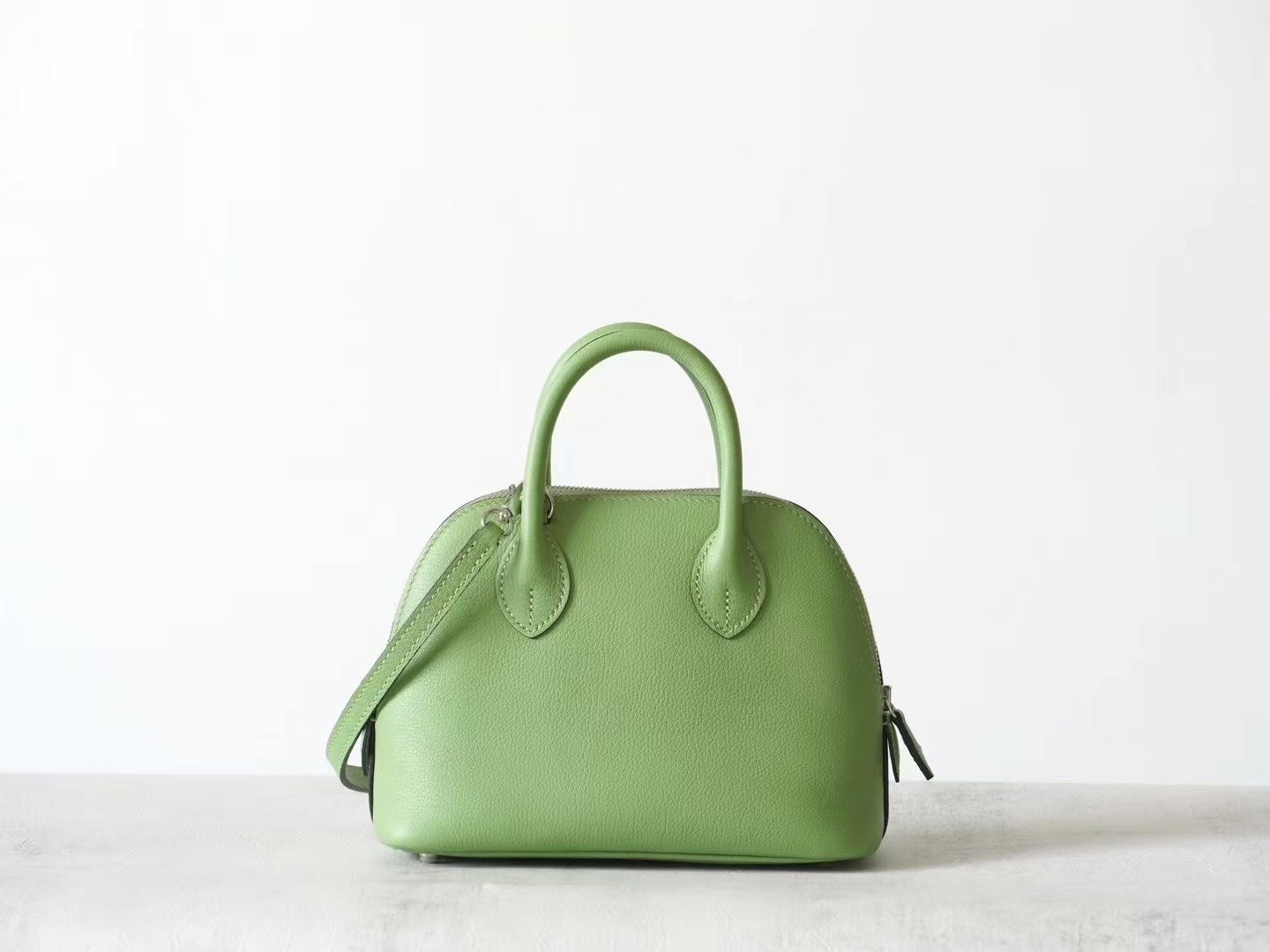 Partisan Hand-Crafted Mini EV Leather Bowler Bag (Avocado Green)_0