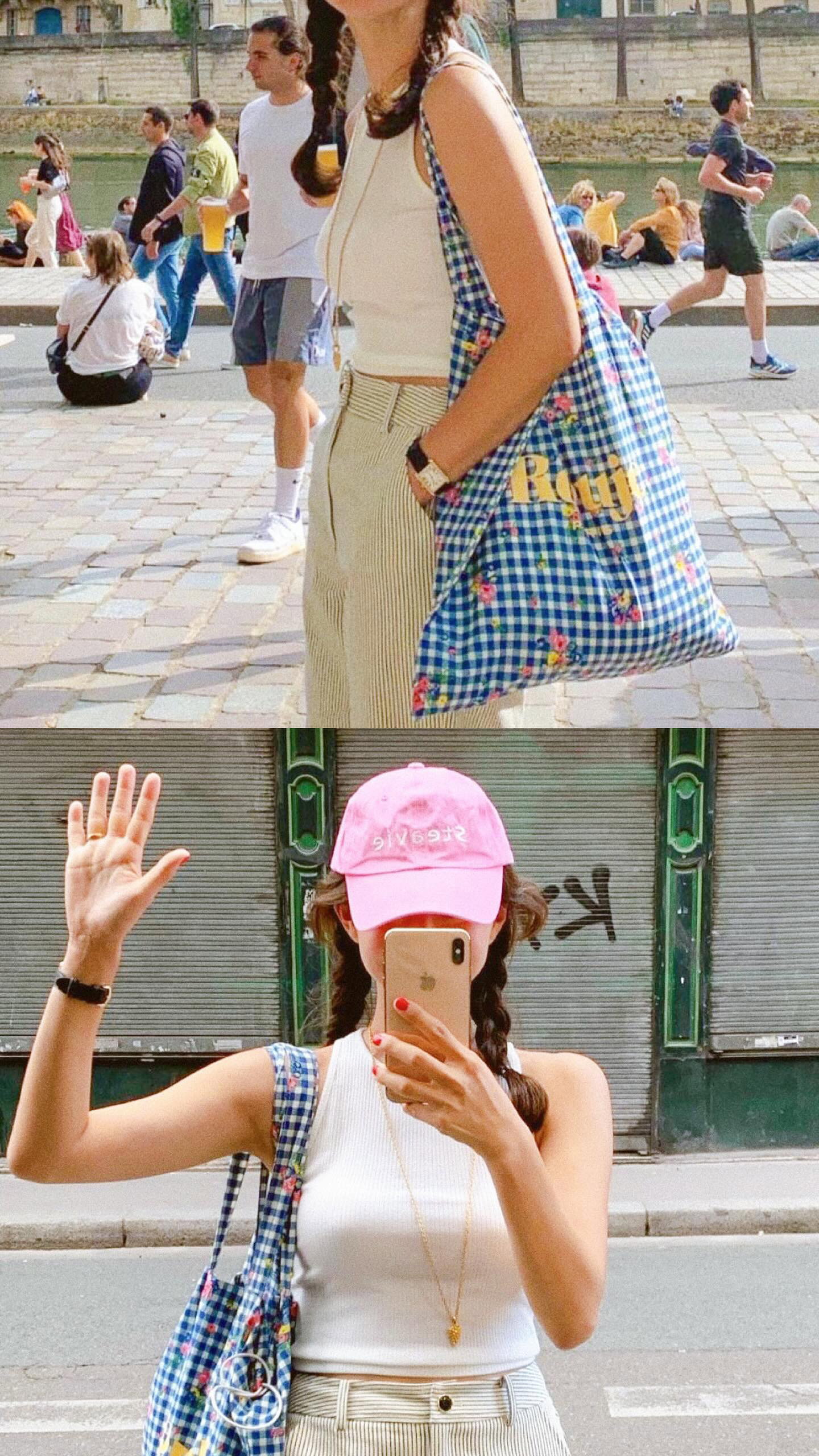Blue floral tote bag ⋆˚✿˖°_1