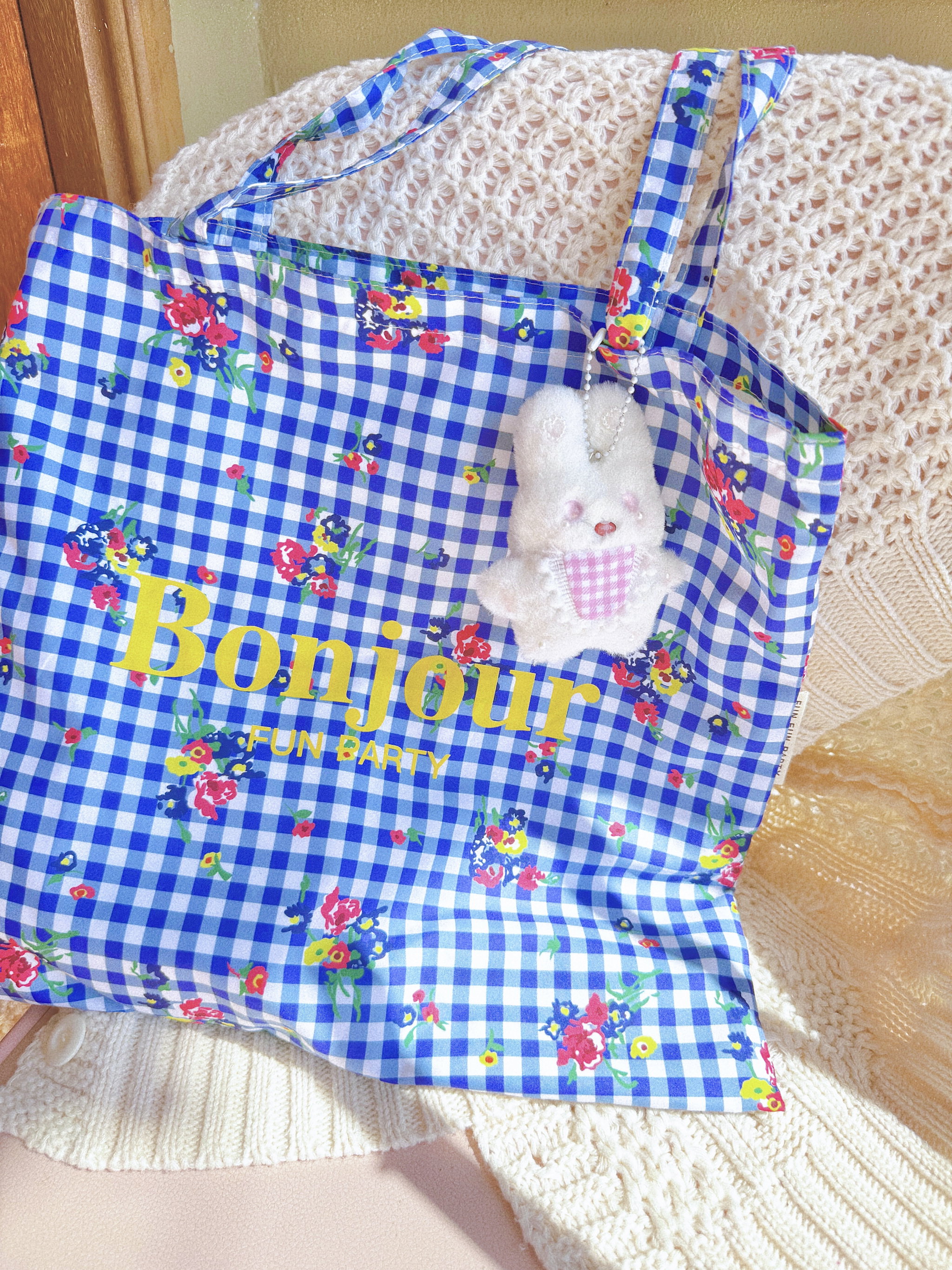 Blue floral tote bag ⋆˚✿˖°_0