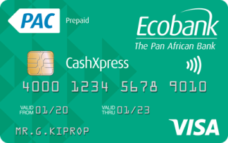 Achat carte VISA Prépayée UBA, CashXpress. 5000 FCFA ; Chargement de la carteCarte 