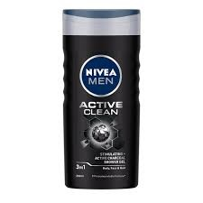 Nivea Men Active Clean Shower Gel with Active Charcoal for Body Face & Hair
