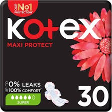 Kotex Maxi Protect Super Pads for Heavy Flow with Wings