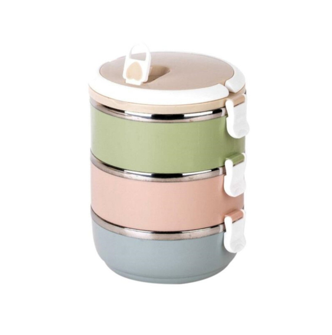 Portable Thermal Insulated Stainless Steel Triple Layer Lunch Box