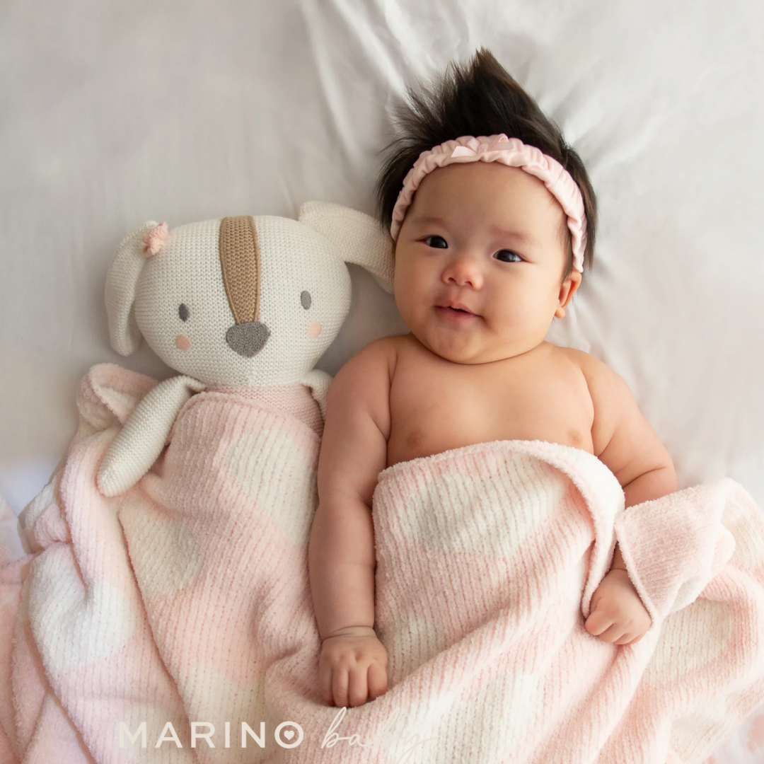 Pink Hearts Chenille Baby Blanket