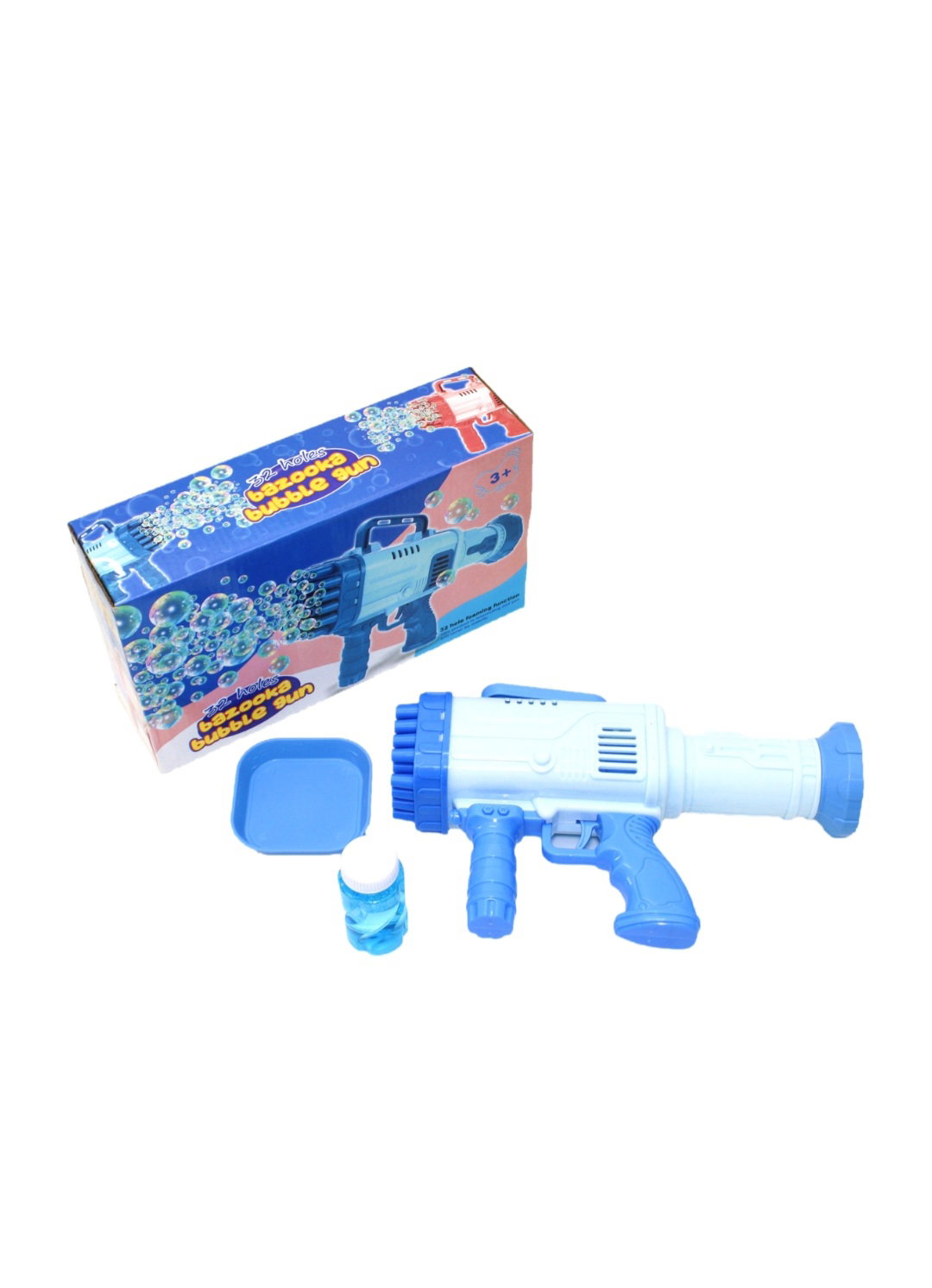 32 Hole Bazooka Automatic Soap Bubble Gun Blaster Toy- Blue_0