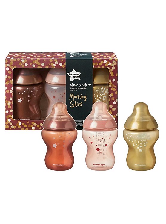 Tommee Tippee Closer to Nature Baby Bottles, Morning Skies – 260ml, 3pack