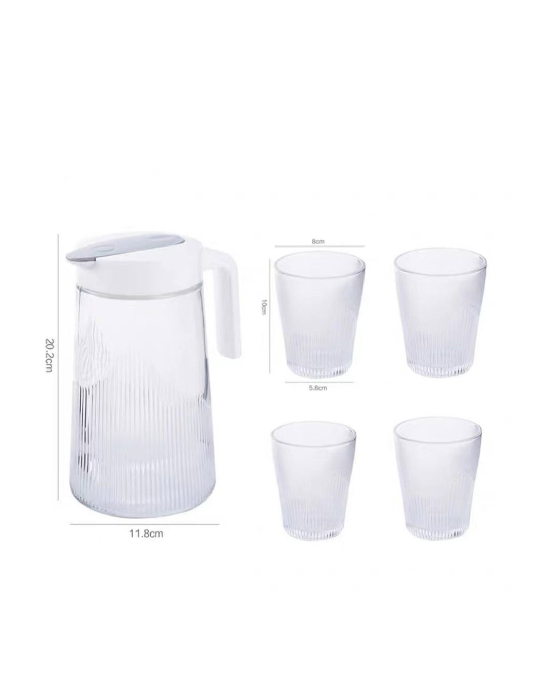 1.3L Glass Pitcher Cold Kettle Glass Water Jug with Glass Bottle, Set of 5_1
