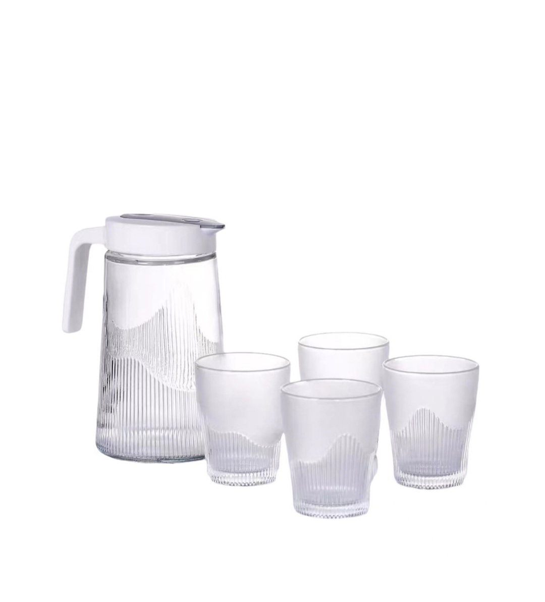 1.3L Glass Pitcher Cold Kettle Glass Water Jug with Glass Bottle, Set of 5_0