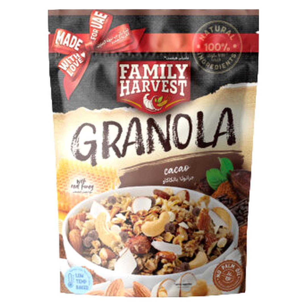 Family Harvest Granola with Honey & Cocoa - GMO free palm oil free
