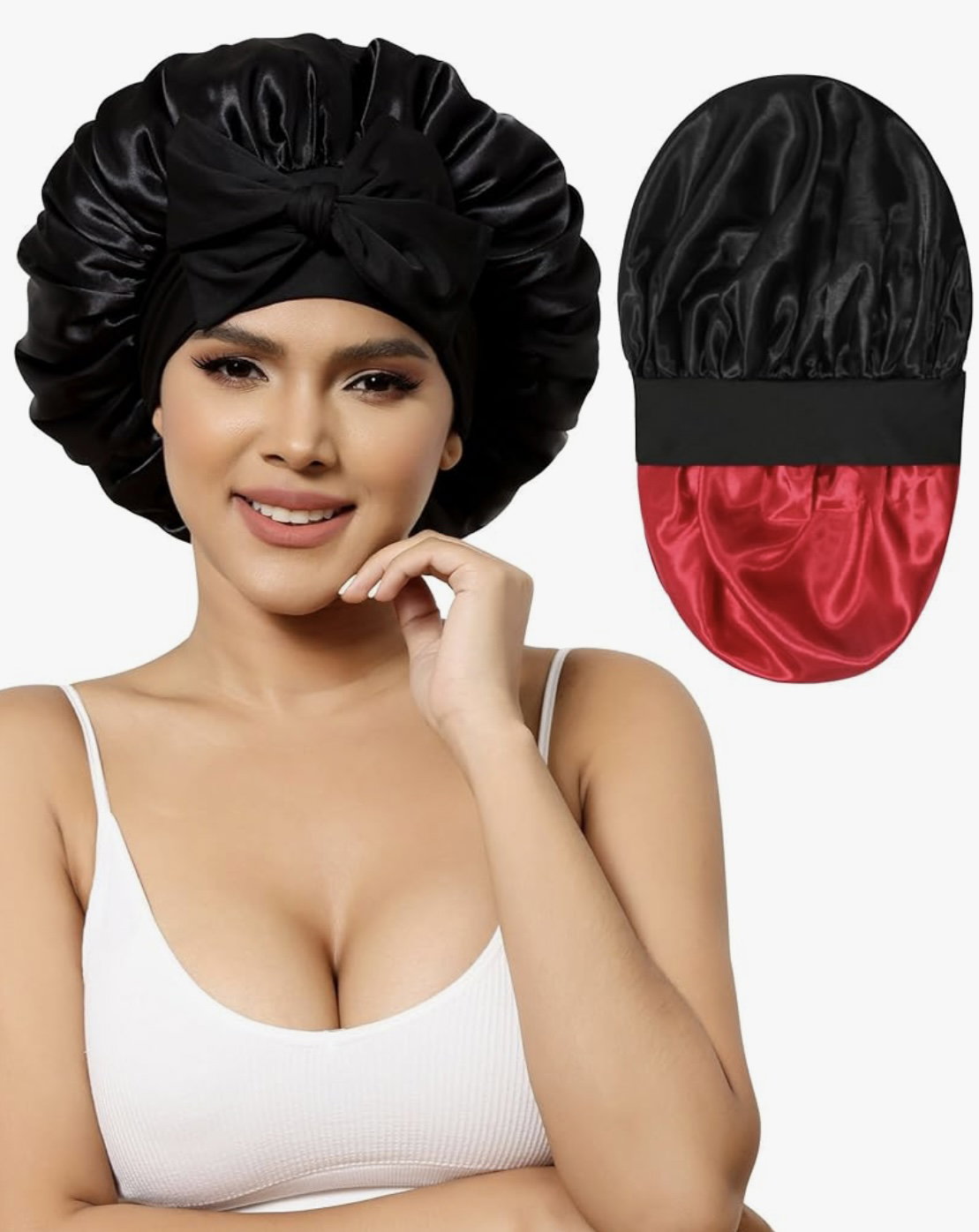 "Rich Auntie" Double Layer Wide-band Large Bonnet (With Ties)_3