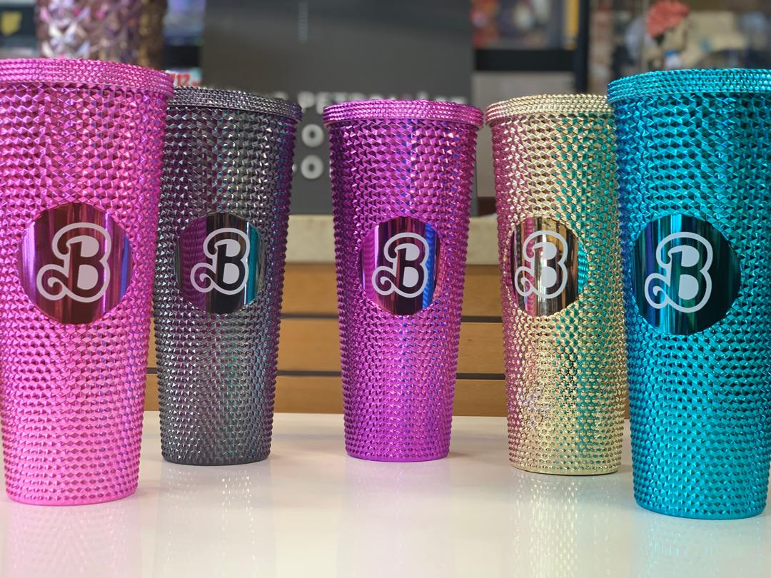 Barbie Style Studded Tumbler Water Cup With Straw _0