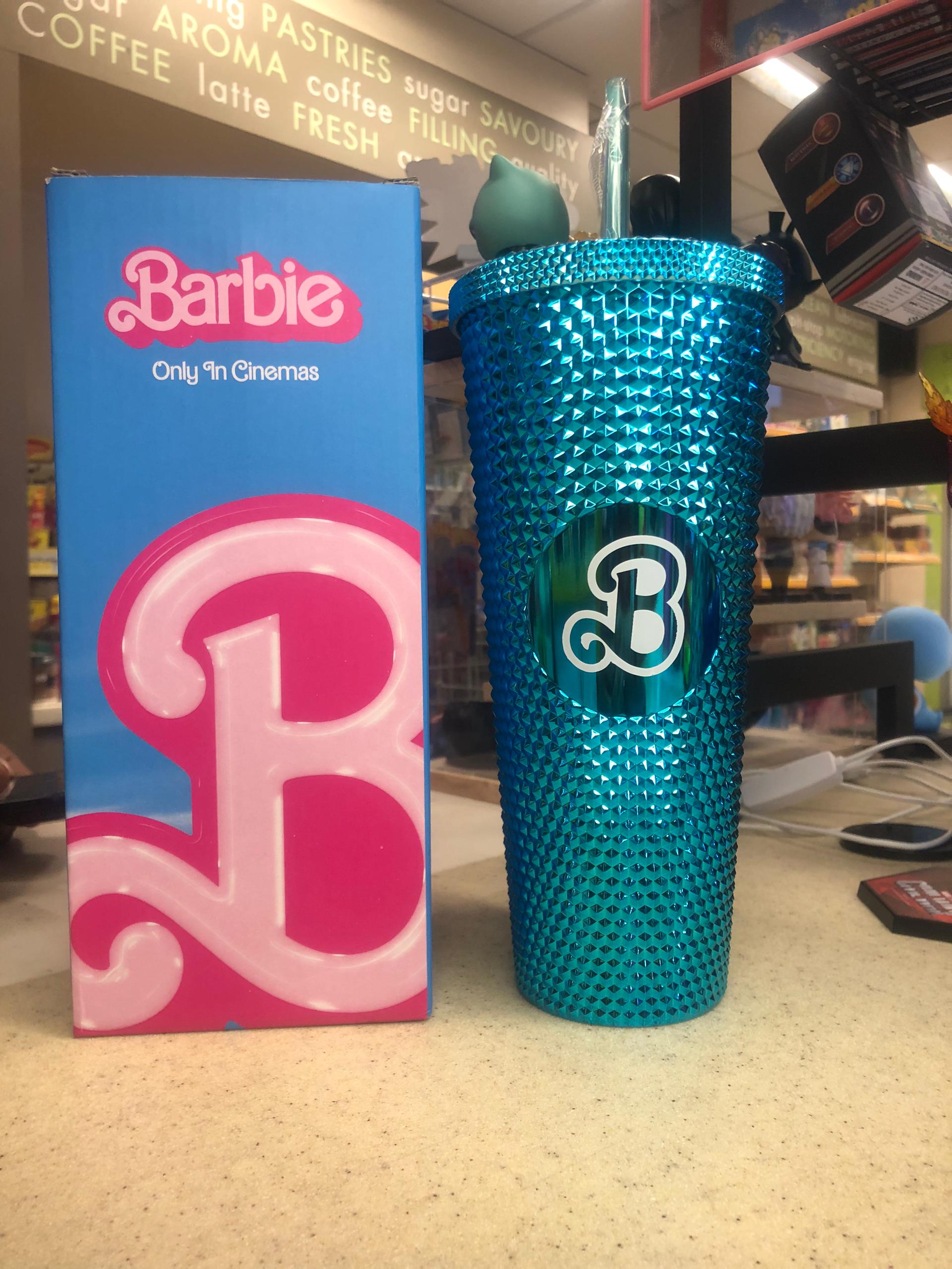 Barbie Style Studded Tumbler Water Cup With Straw _2