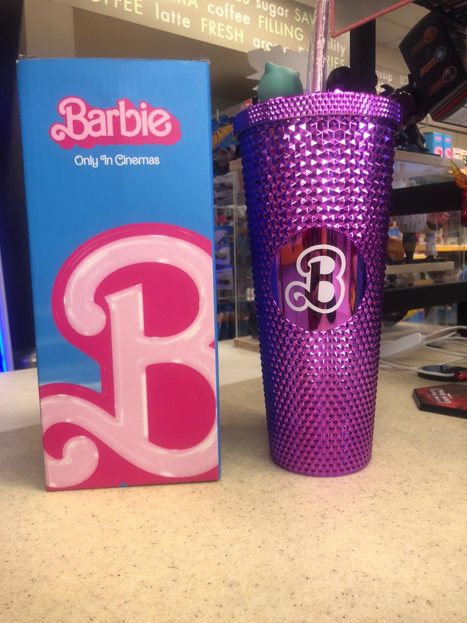 Barbie Style Studded Tumbler Water Cup With Straw _3