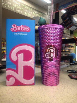 Barbie Style Studded Tumbler Water Cup With Straw 