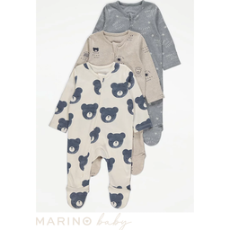 Bear Zip Fasten Sleepsuits 3 Pack, Size: 9-12 months