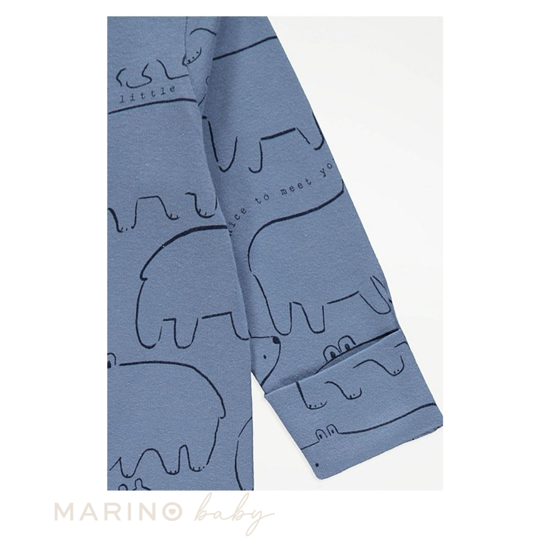 Blue Wildlife Animal Sleepsuit - 3 Pack, Size: 6-9months_1