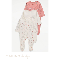 Disney Pretty Flower Sleepsuits - 3 Pack, Size: 3-6months