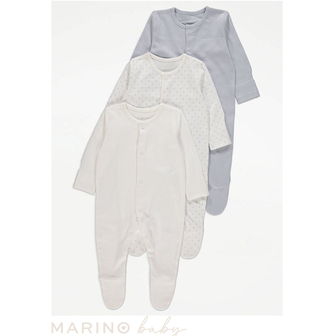 Star Sleepsuits - 3 Pack, Size: 9-12 months