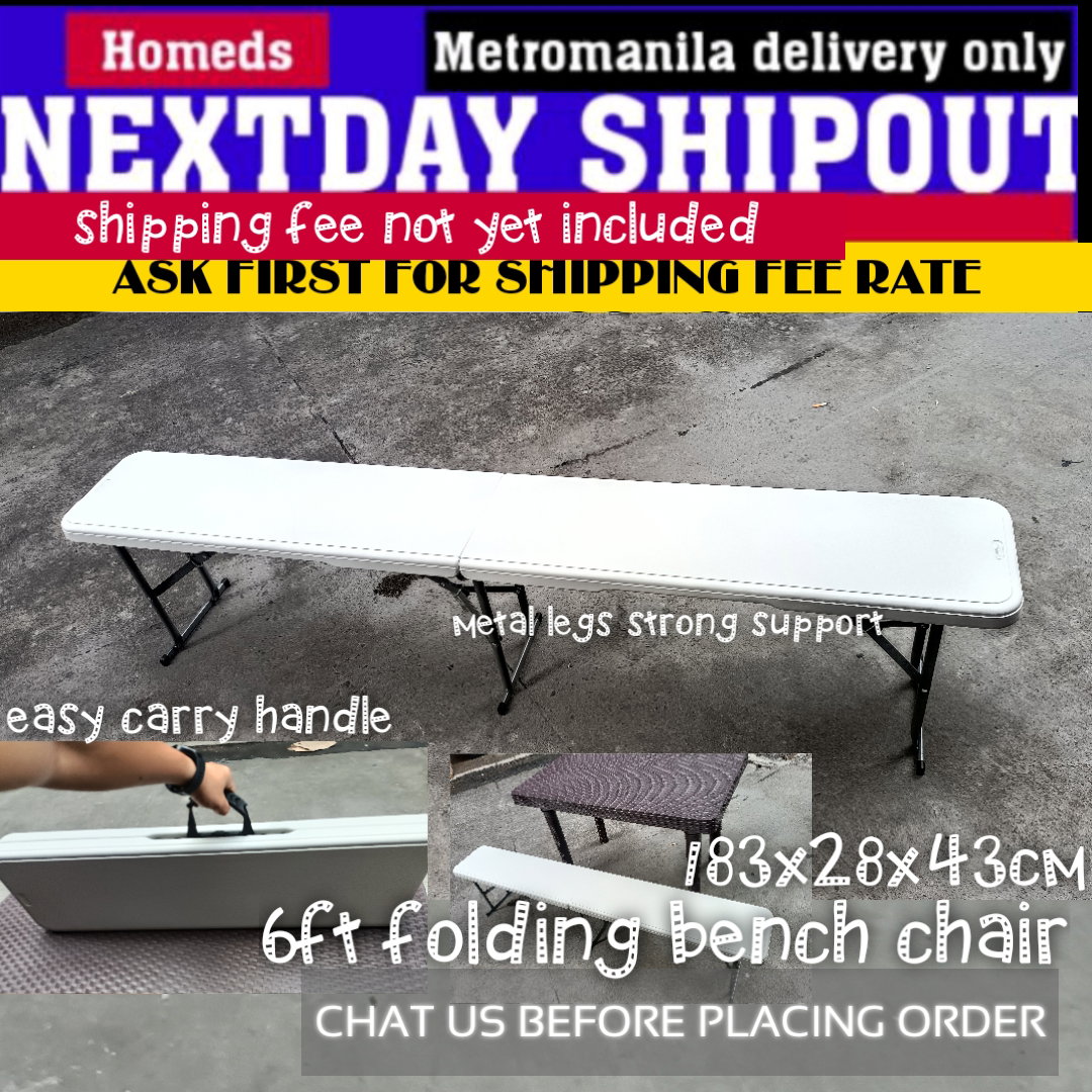 6ft folding bench chair metal legs
