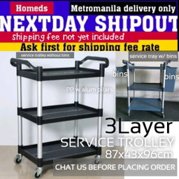 Service trolley with wheels 3layer