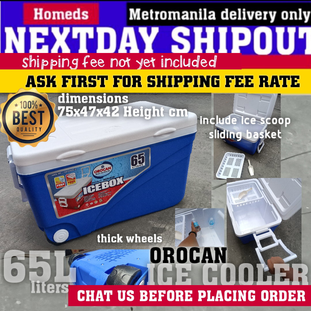 65liters Orocan cooler with wheels and basket scoop
