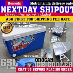 65liters Orocan cooler with wheels and basket scoop