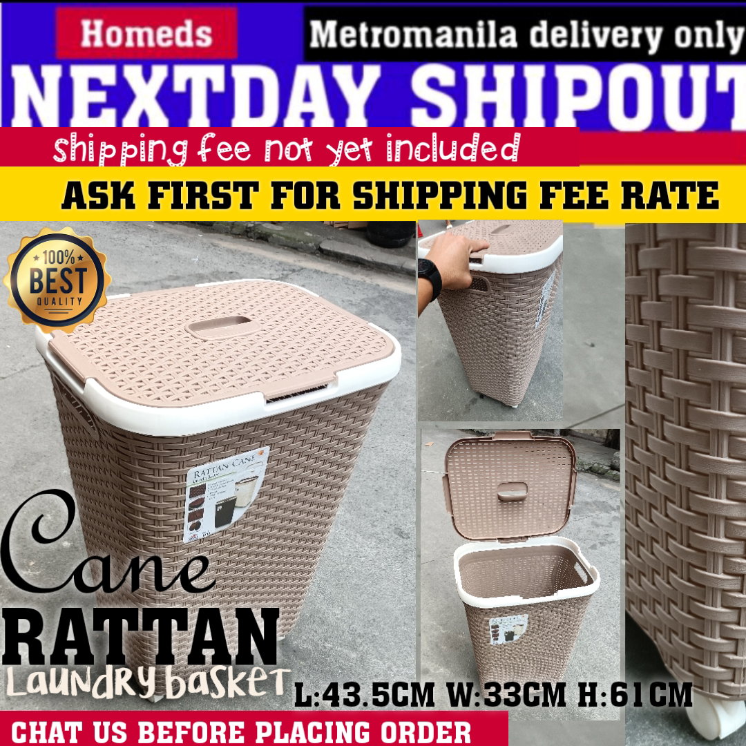 Cane laundry rattan basket with wheels_0