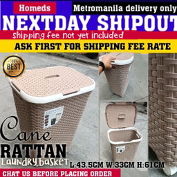 Cane laundry rattan basket with wheels