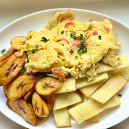 Fried Yam & Egg Sauce