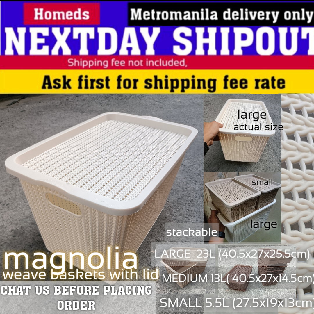 Magnolia rattan weave basket white_0