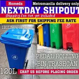120Liters Pedal trashcan rollingbin 